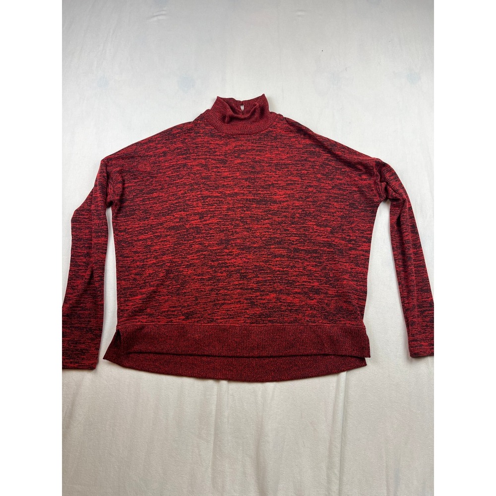 Rag & Bone Bowery Marled Candy Red Turtleneck Button Back Sweater Size M